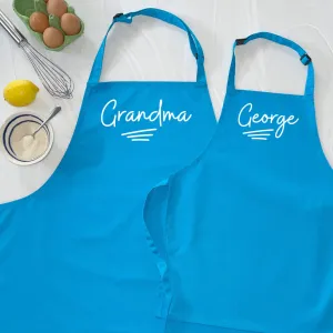Personalised Grandma And Child Ballpoint Apron Set