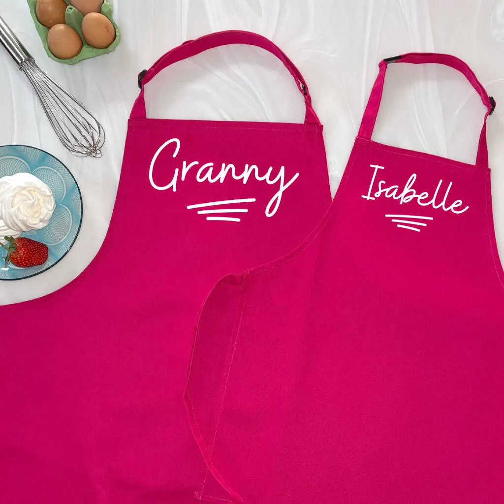 Personalised Grandma And Child Ballpoint Apron Set