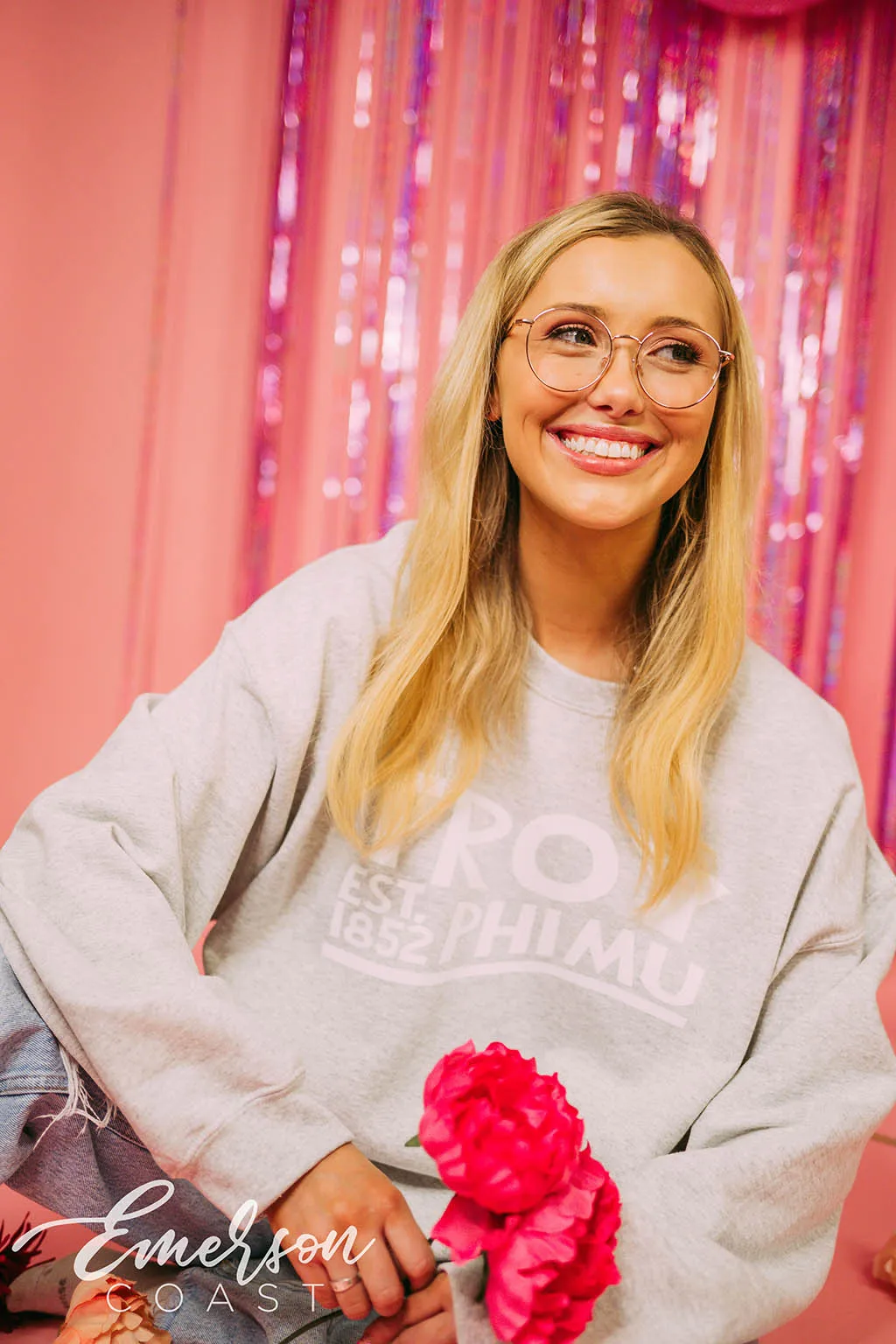 Phi Mu Simple PR Ash Gray Crewneck