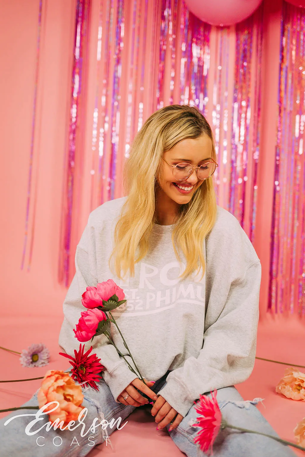 Phi Mu Simple PR Ash Gray Crewneck
