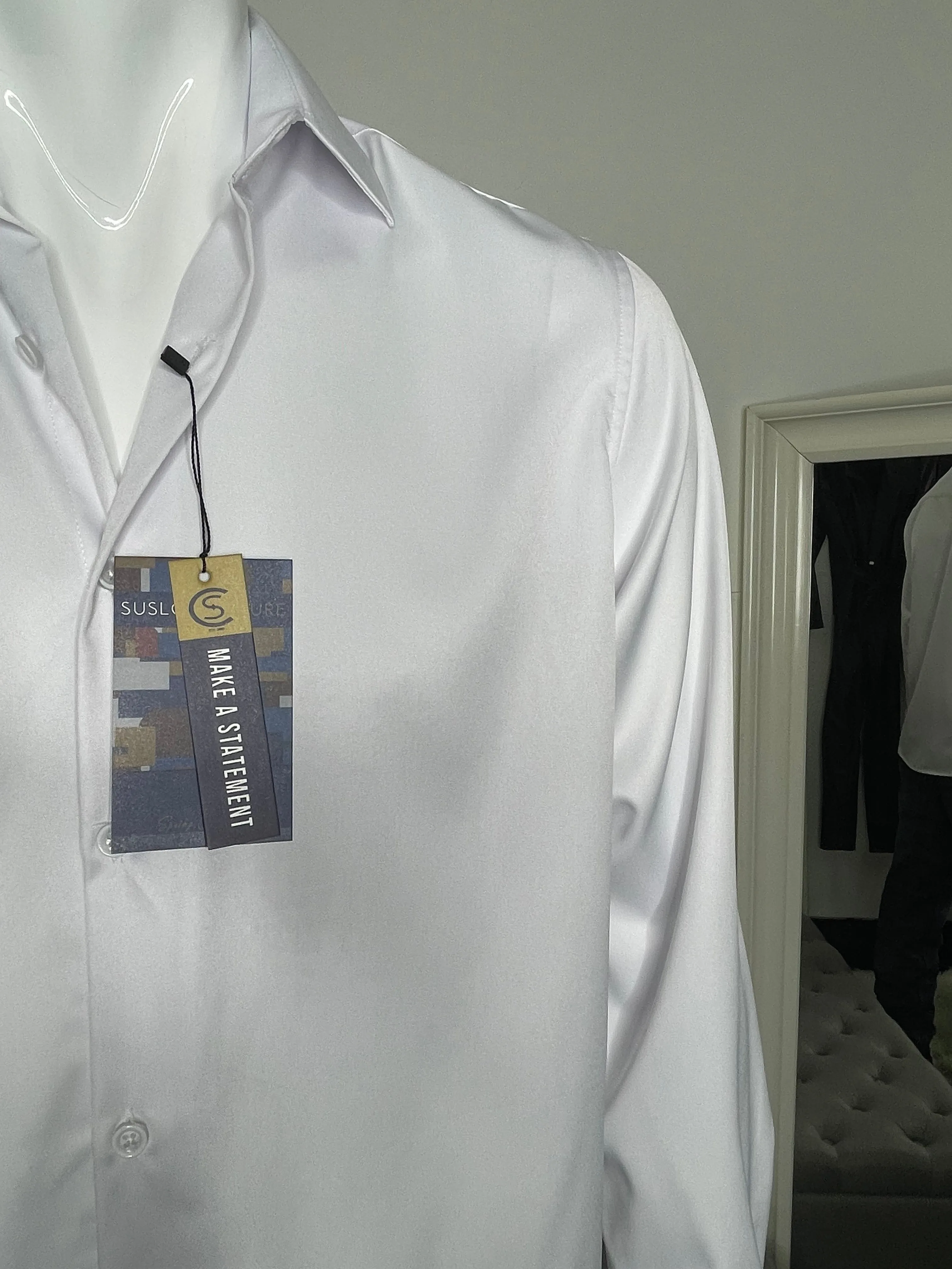 Plain White Silk Shirt