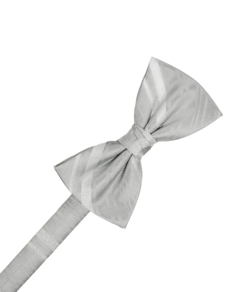 Platinum Striped Satin Kids Bow Tie