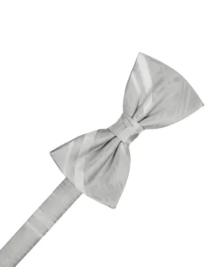 Platinum Striped Satin Kids Bow Tie