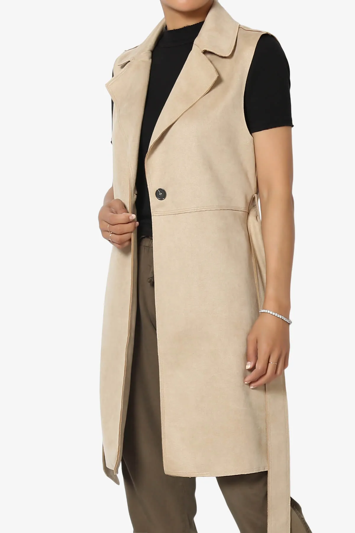 Possession Faux Suede Long Vest Gilet