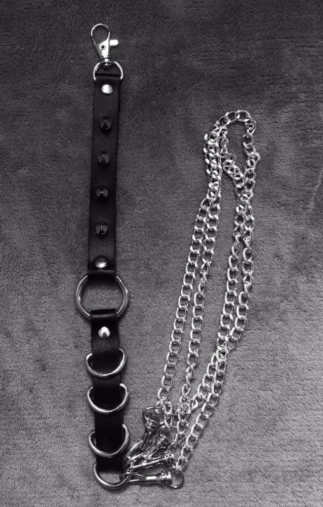Punk Rock Leg Garter with Chains and Rivet Spikes