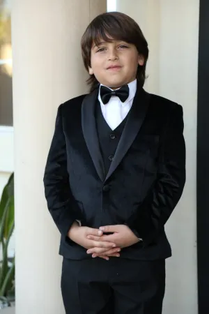 "Legend" Kids Black Velvet Tuxedo 5-Piece Set