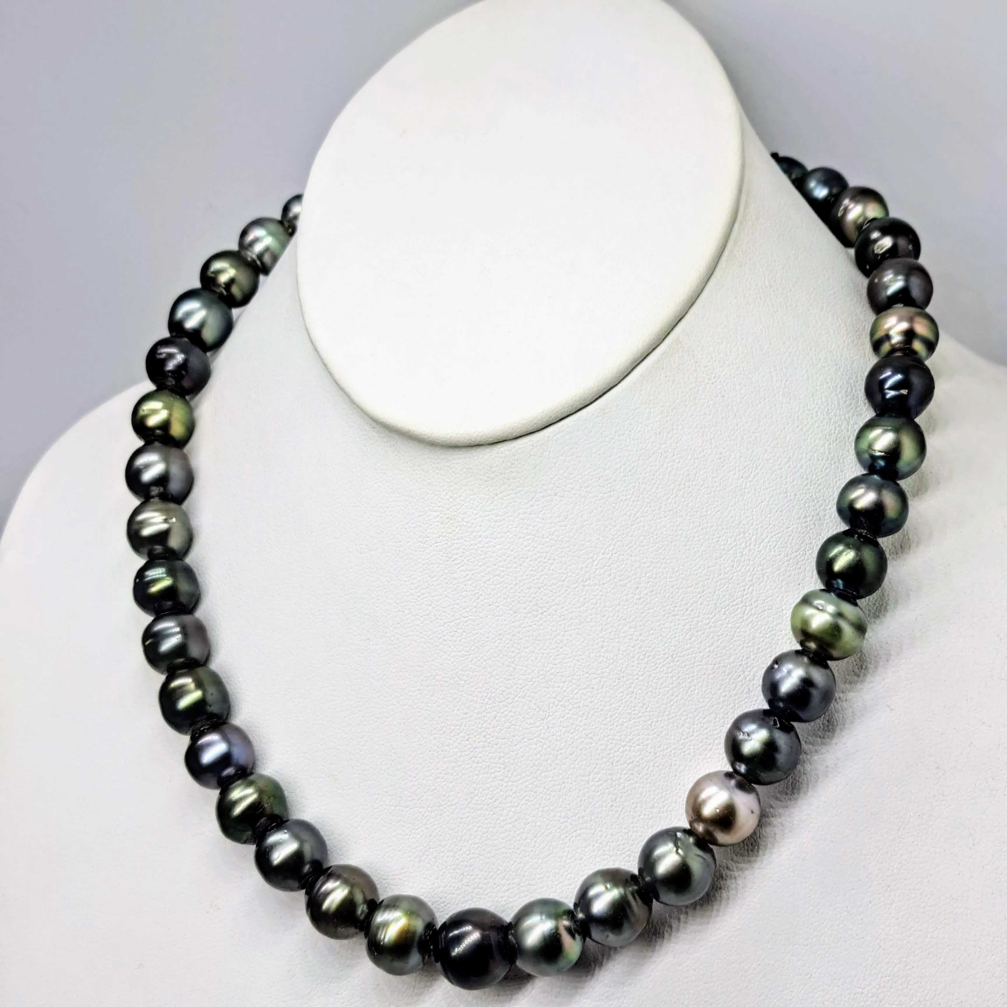 "The Unisex-y" 19" Necklace -  Tahitian Pearls, Leather, Sterling, Amethyst, 18K Clasp