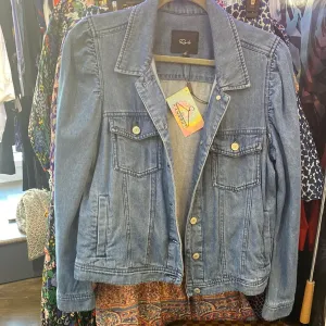 Rails Medium Wash Puff Sleeve Denim Button Jacket