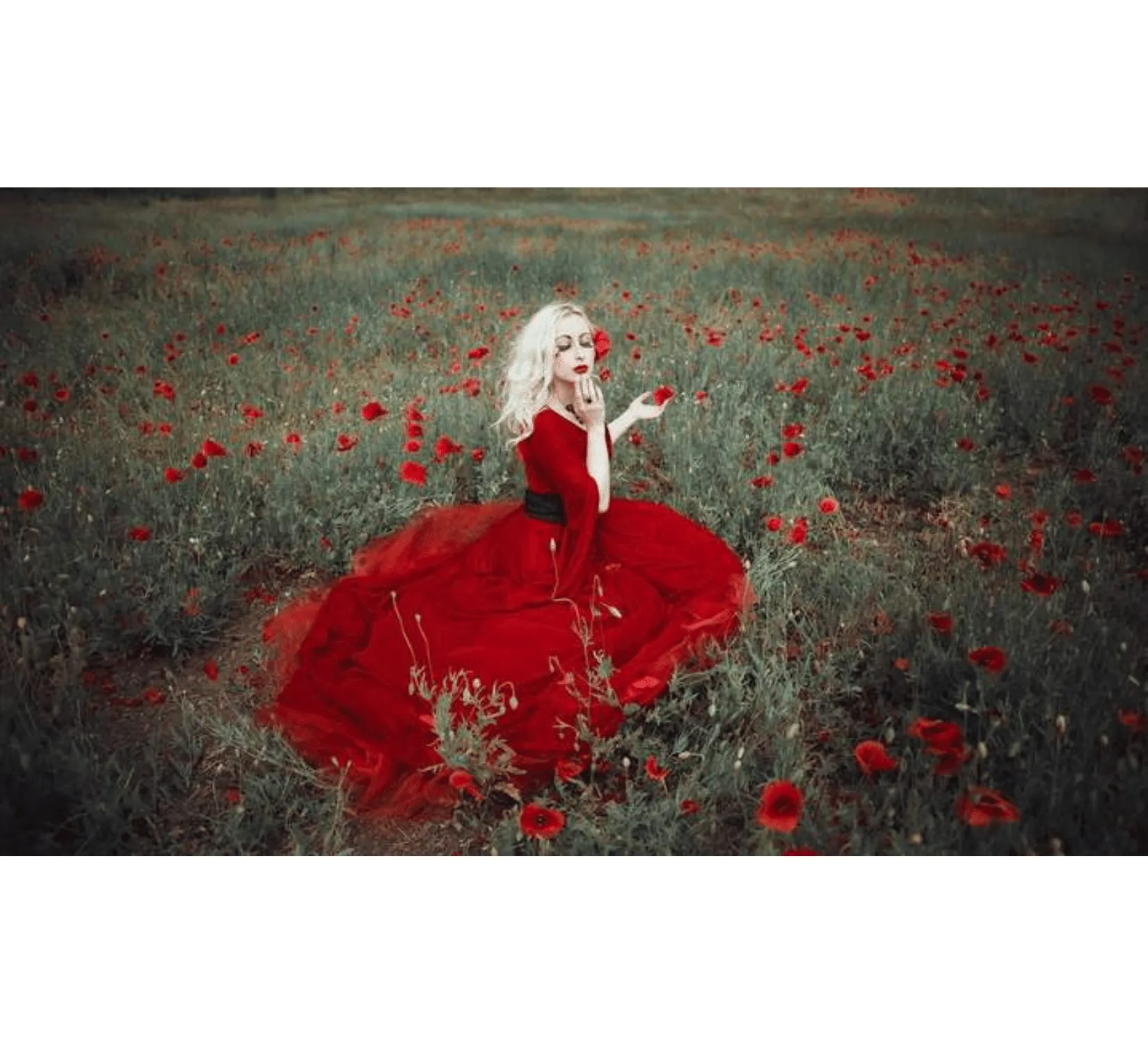 Red fantasy gothic stretch velvet wedding dress