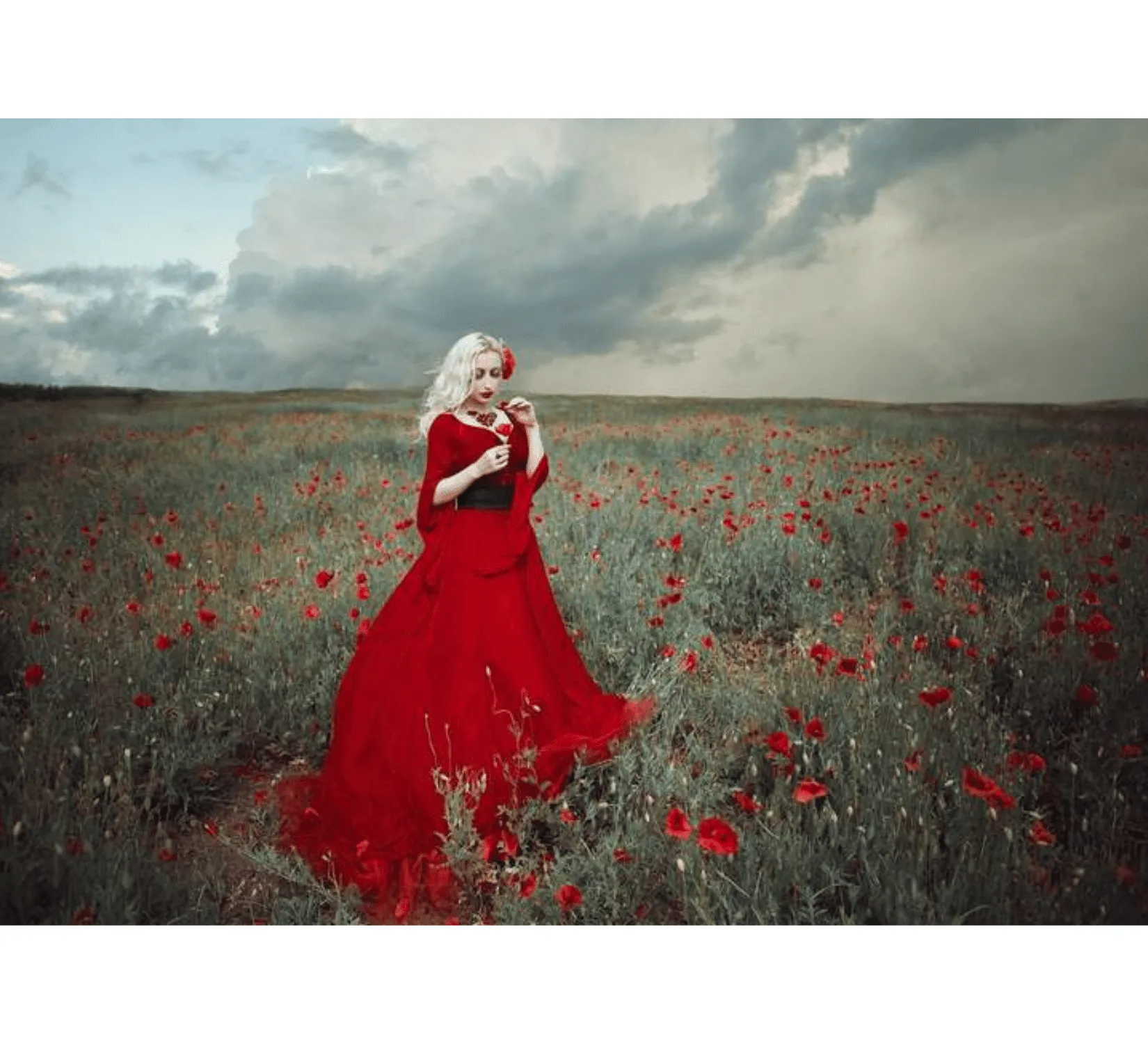 Red fantasy gothic stretch velvet wedding dress