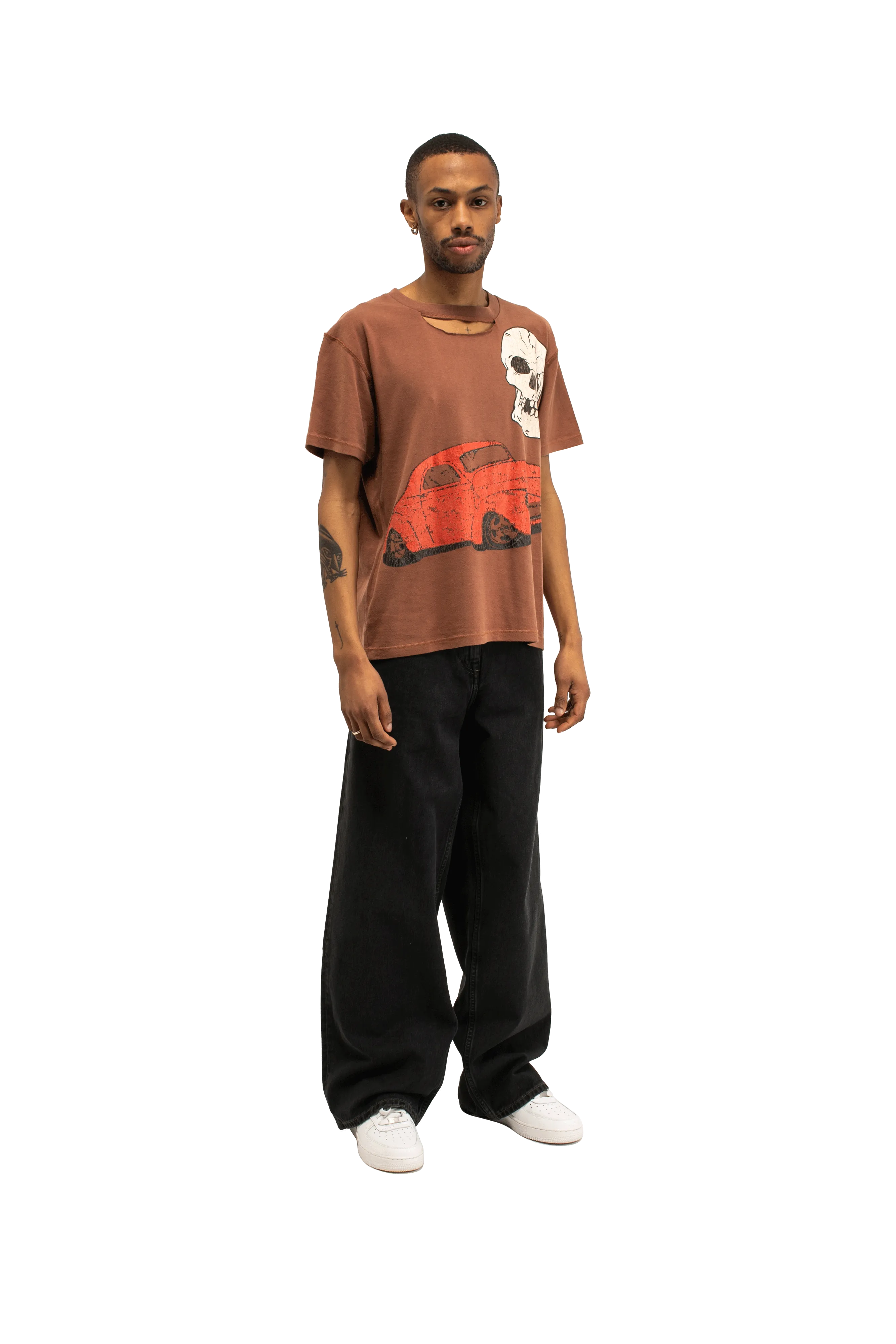 Ripped Collar Skull Red Car