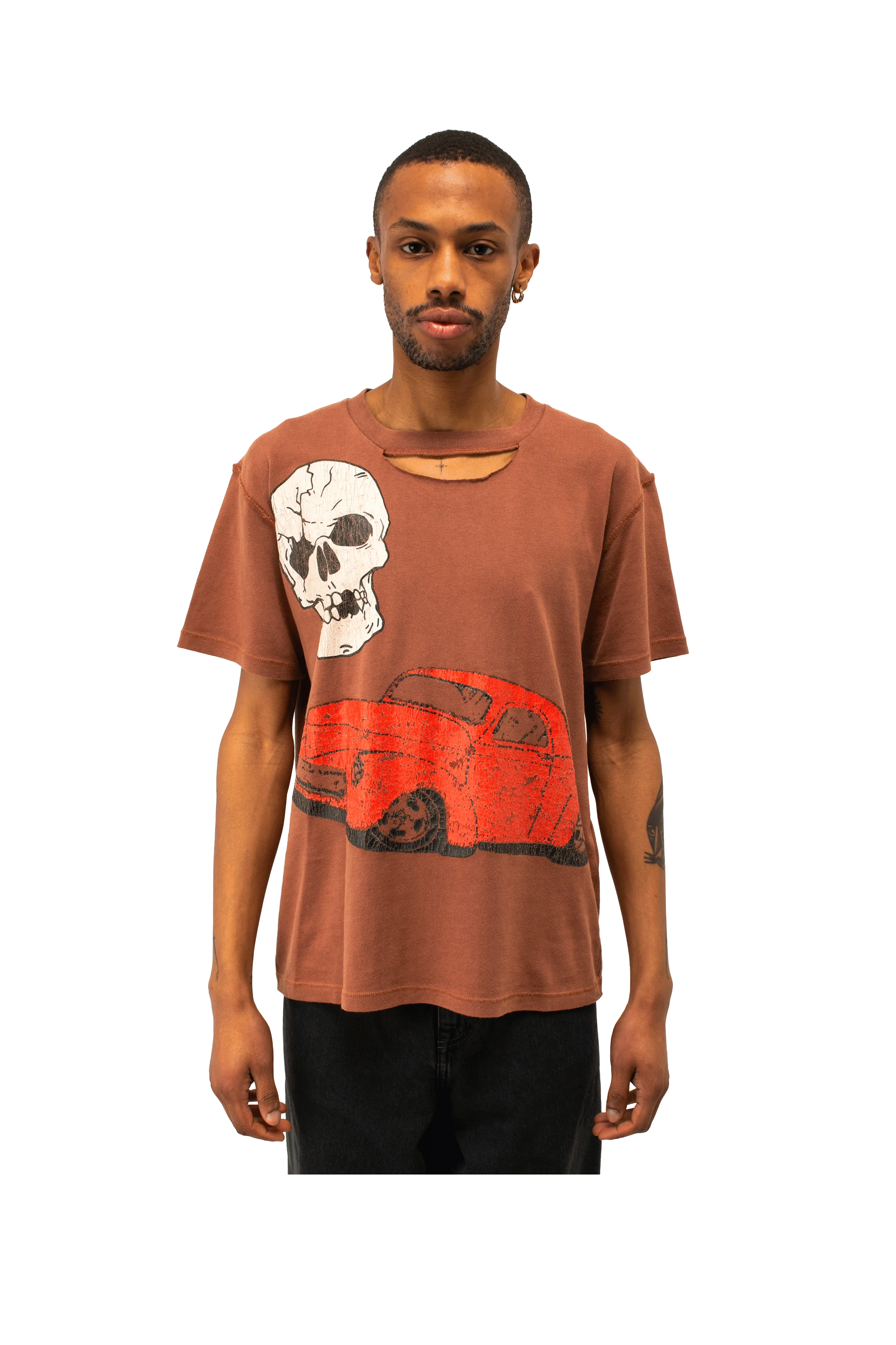 Ripped Collar Skull Red Car