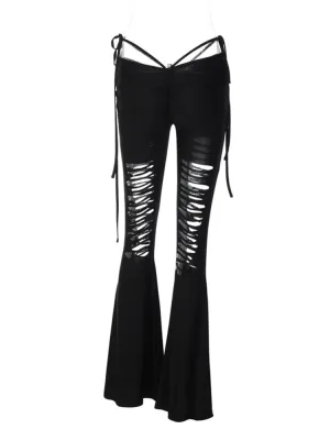RIPPED HIGH WAIST  PANTS  KF836972