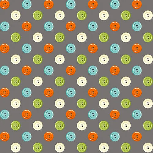Sew Simple Buttons on Gray by Andover Fabrics