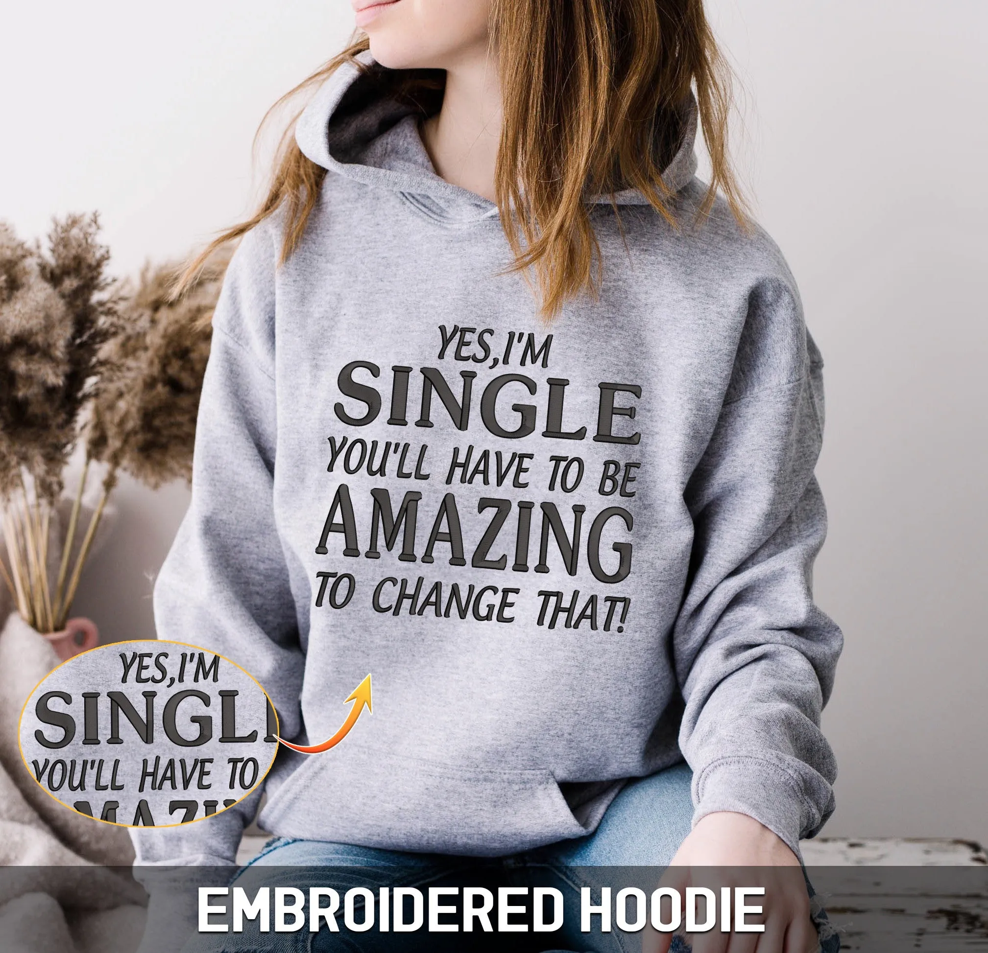 Single Embroidered Hoodie, Sweatshirt
