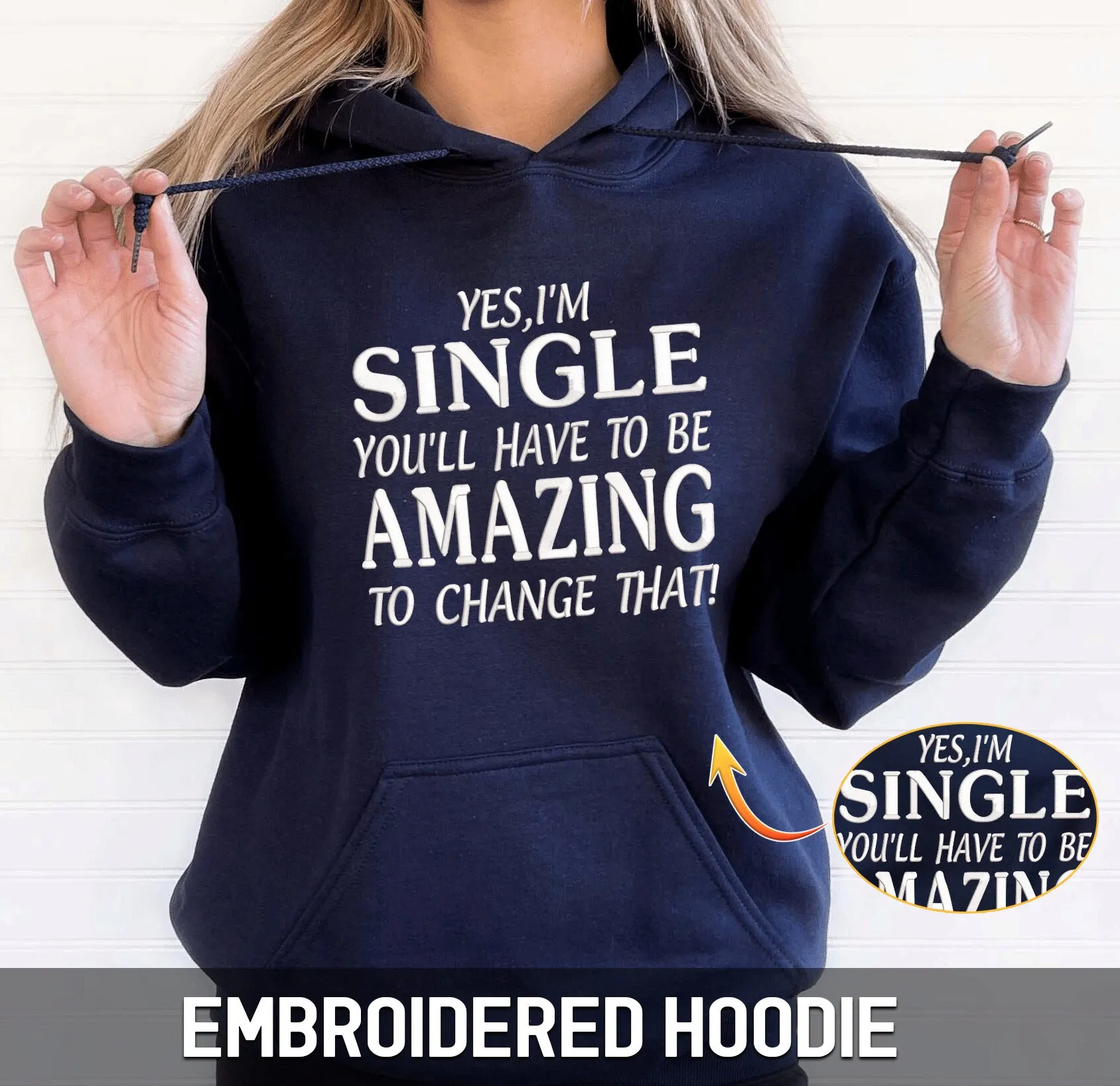 Single Embroidered Hoodie, Sweatshirt