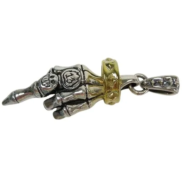Skeleton Hand Finger Sterling Silver Rocker Pendant