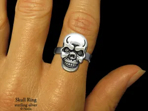 Skull Head Ring Sterling Silver