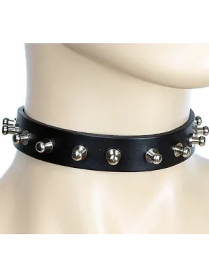 Slim Leather Collar with Post Studs