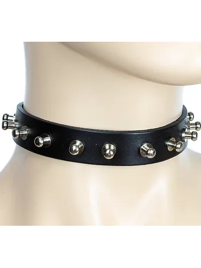 Slim Leather Collar with Post Studs