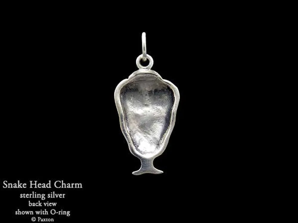 Snake Head Charm Necklace Sterling Silver