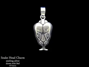 Snake Head Charm Necklace Sterling Silver
