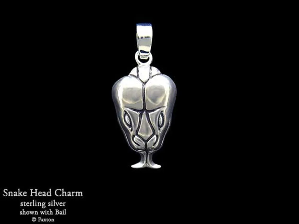 Snake Head Charm Necklace Sterling Silver