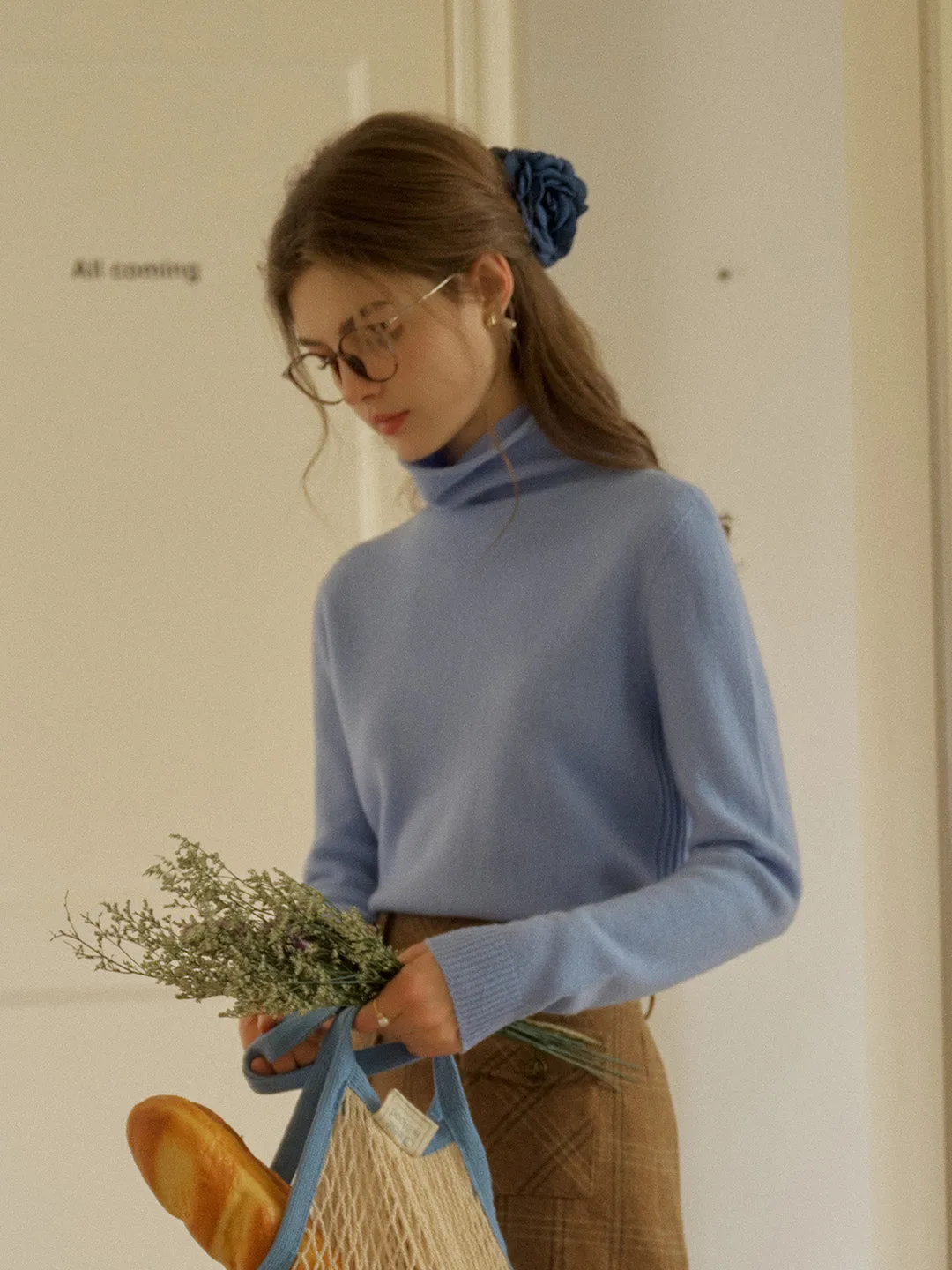 Solana Basic Versatile Turtleneck 100% Wool Sweater - Camel