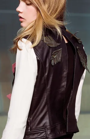 Split back jacket with floral appliqué