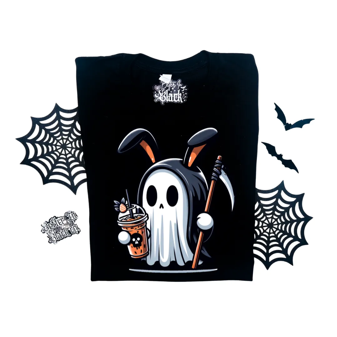 Spooky Sips Bunny - Unisex Short Sleeve Tee