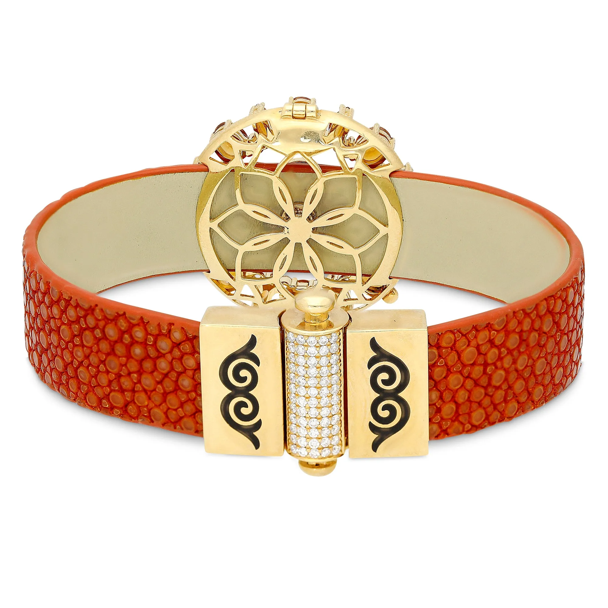 Stingray Leather Bracelet with Orange Tourmalines - 4.86 Carat