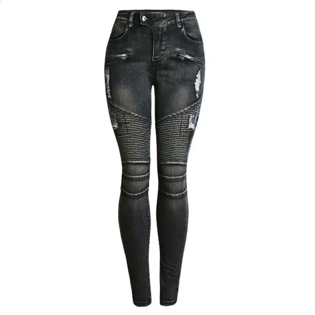 Stretchy Gothic Punk Denim Trousers