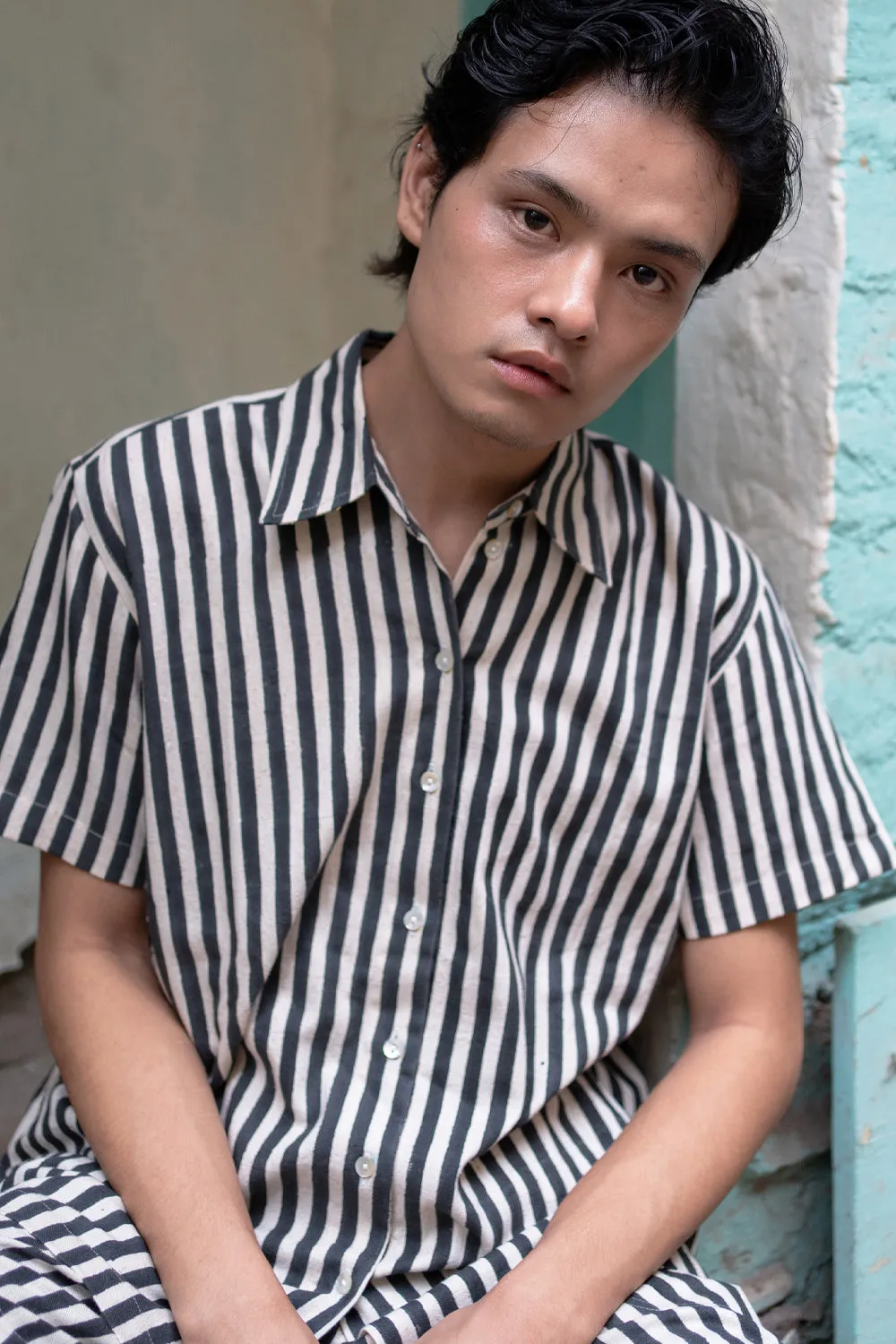 Stripes Men's Arka Shirt BK