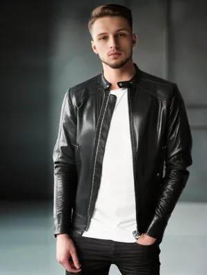 Sturdy Men's Leather Biker Jacket