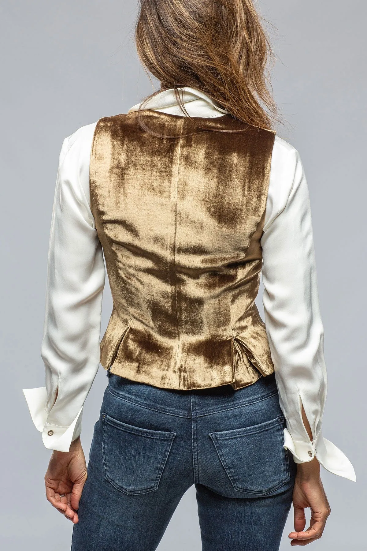 Tavira Velvet Front Vest In Khaki