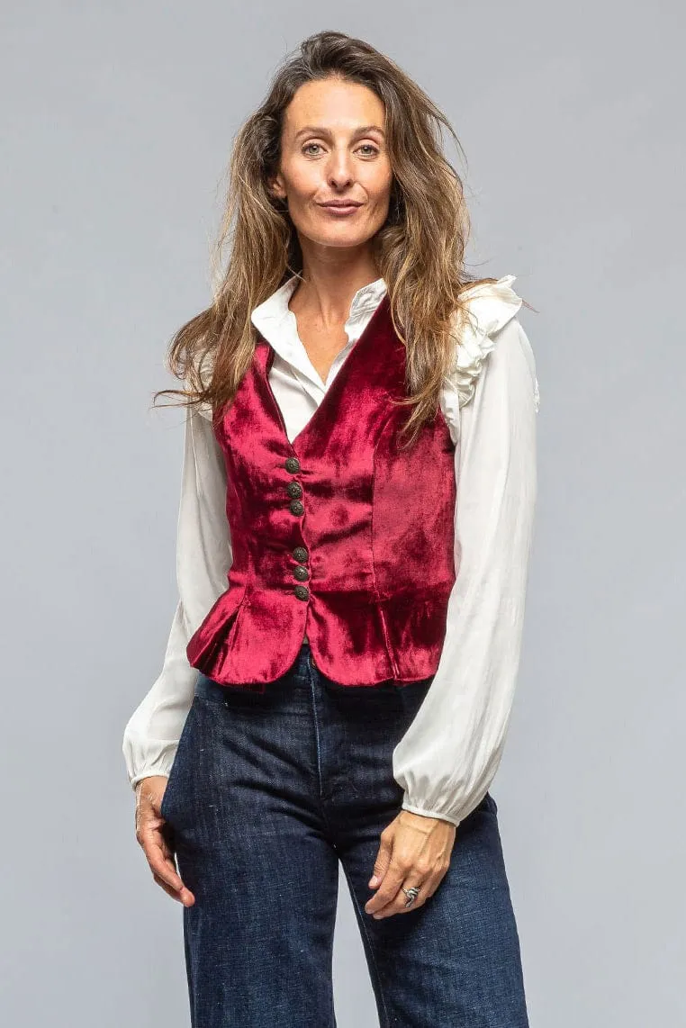 Tavira Velvet Front Vest In Wine