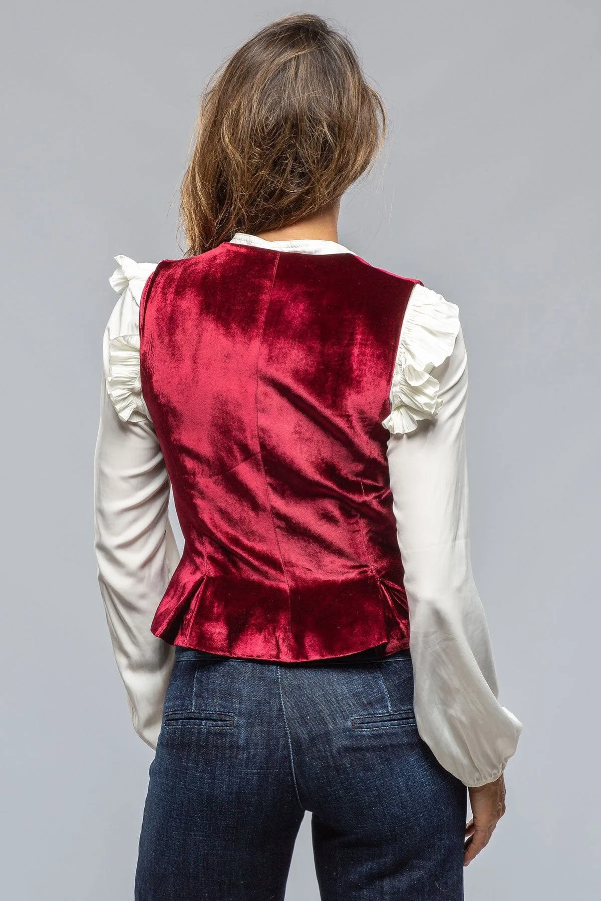Tavira Velvet Front Vest In Wine