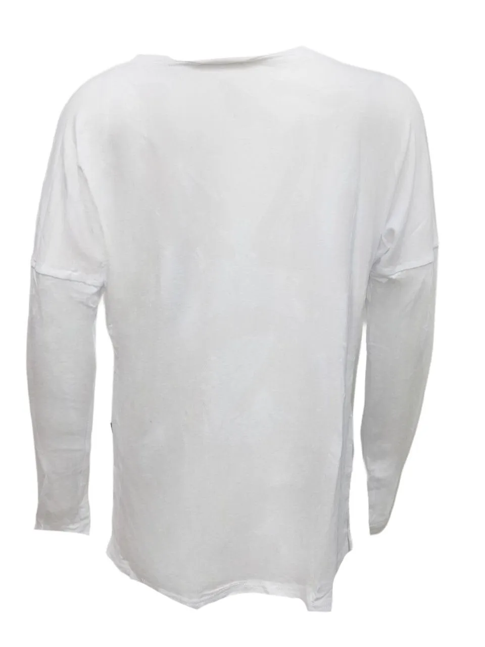 TEREZ Girl's White Ripped Collar Long Sleeve Shirt #1437547 Medium NWT
