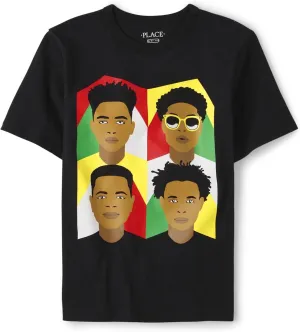 The Children's Place Boys Short Sleeve Hair Inclusivity Graphic T-Shirt Black M