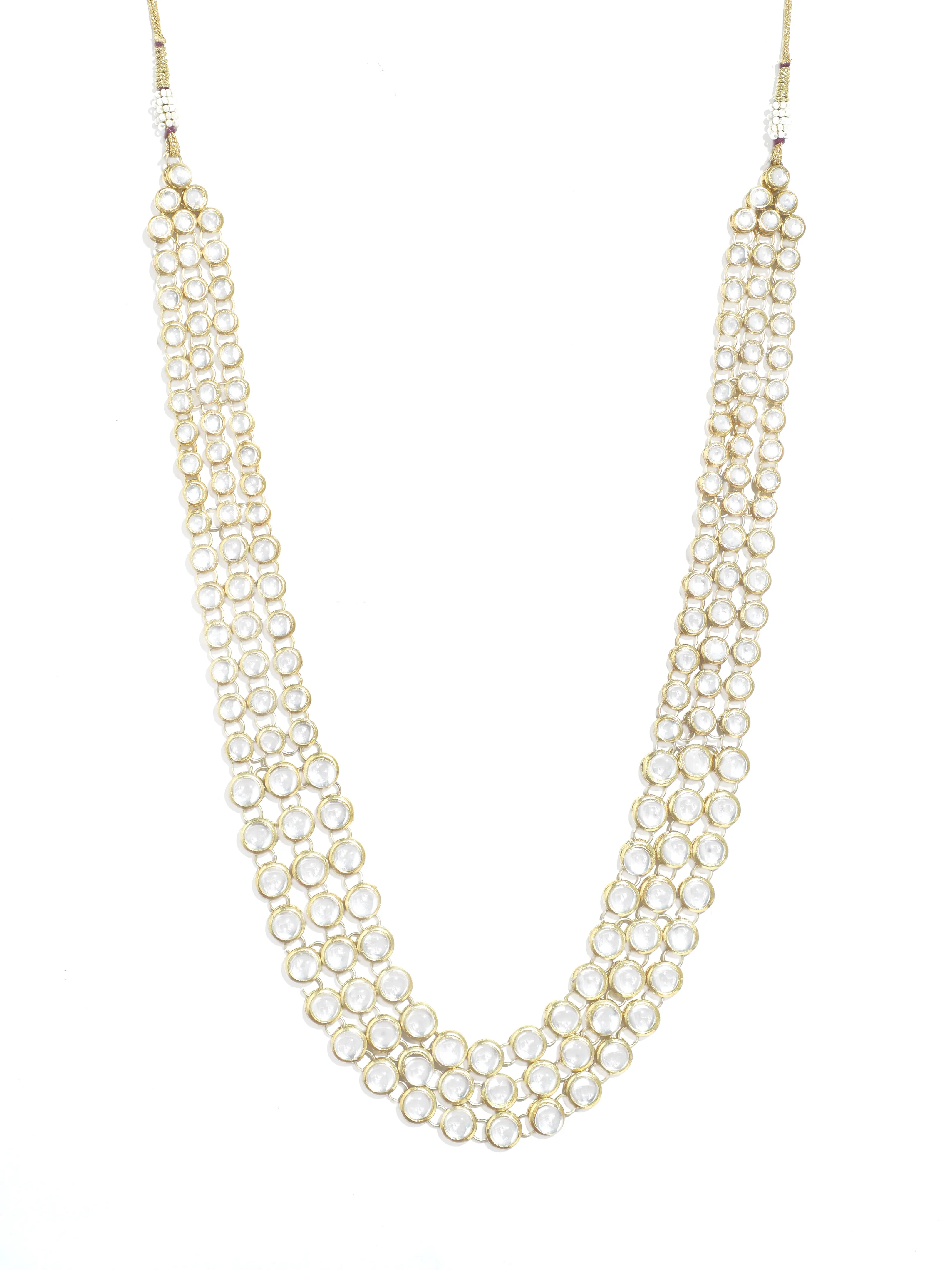 Traditional Gold Plated Kundan Maharaja Moti Mala for Men