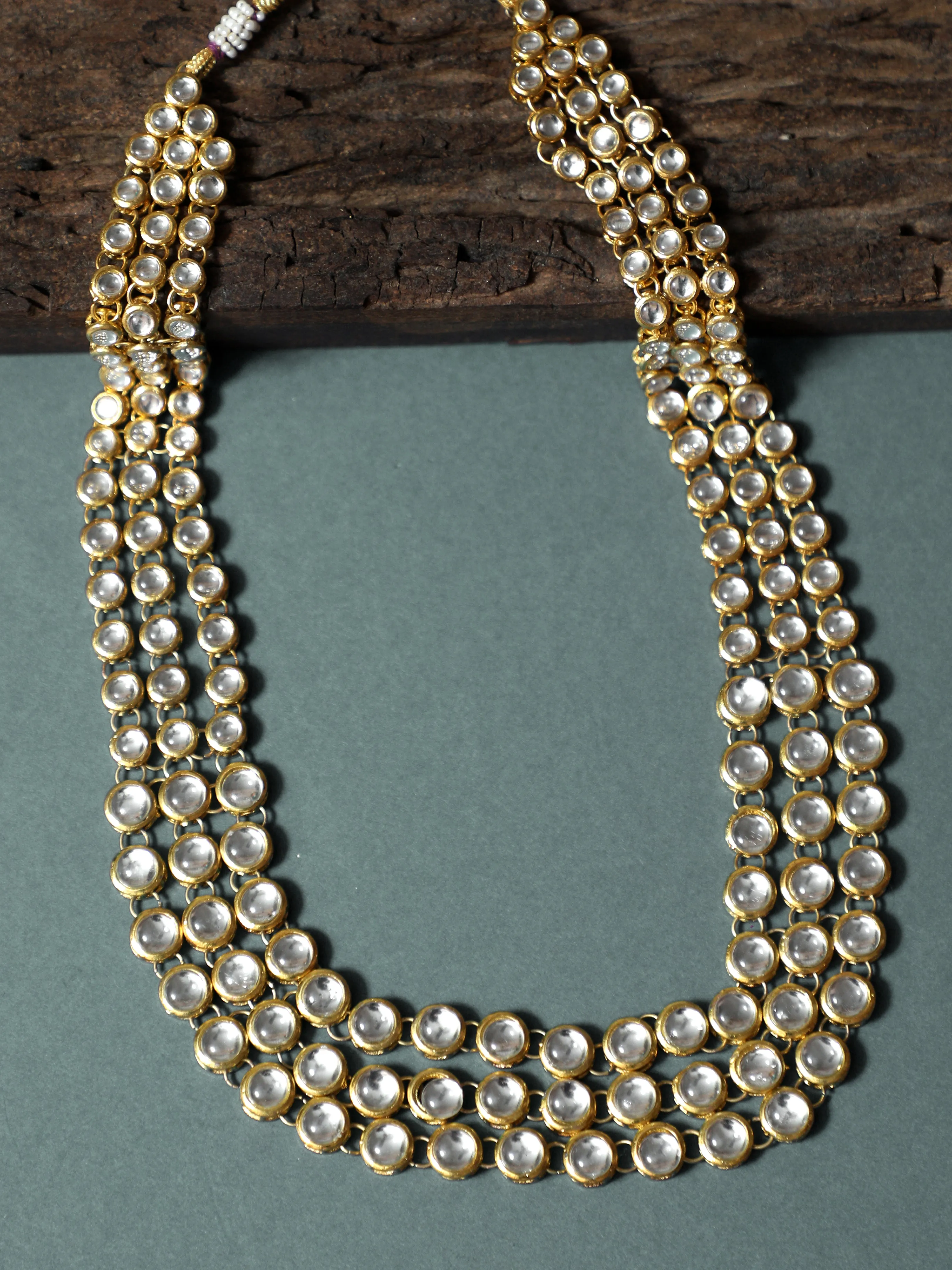 Traditional Gold Plated Kundan Maharaja Moti Mala for Men