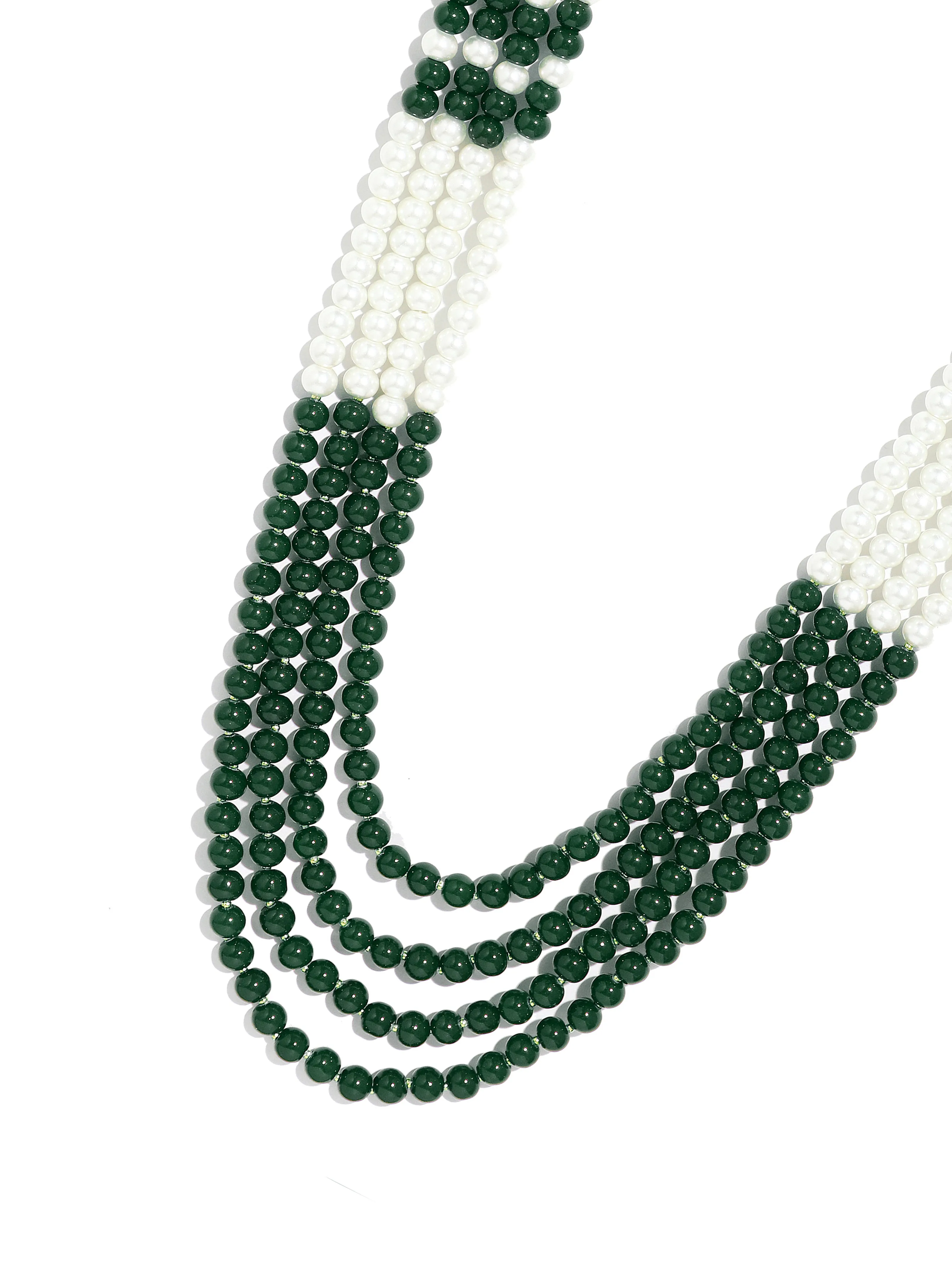 Traditional Green and White Beads Maharaja Moti Mala for Men