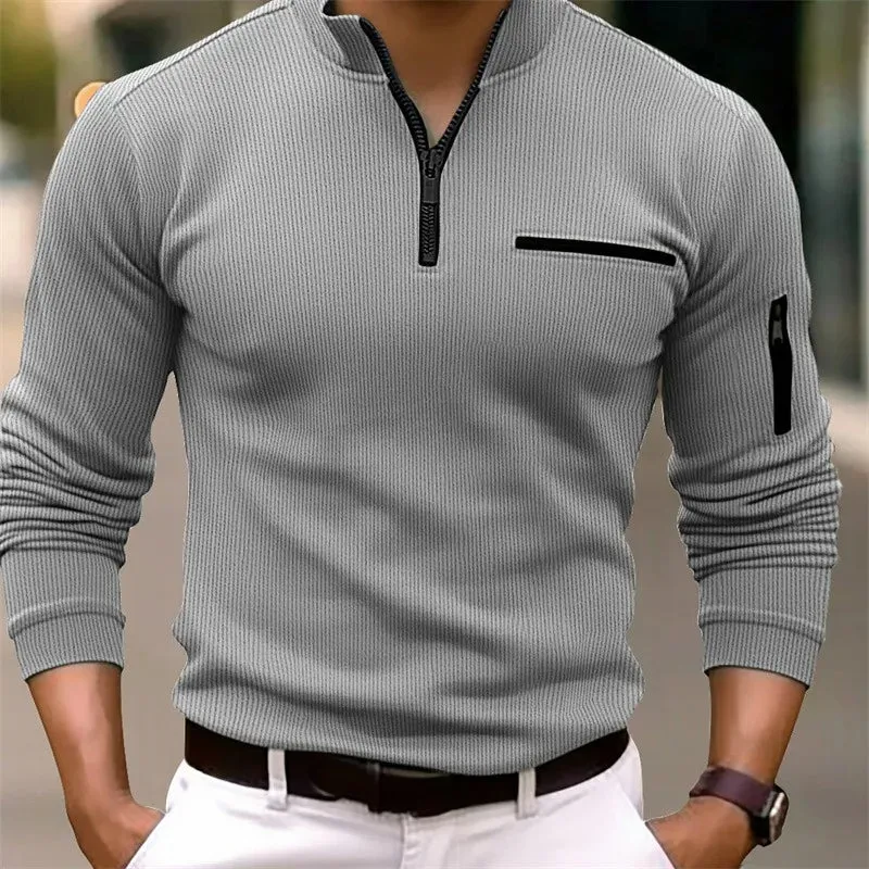 Urban Zip Long Sleeve Polo Shirt