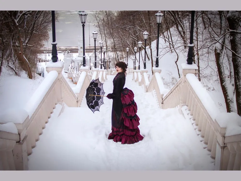 Victorian gothic black velvet Lucile Sharpe Crimson Peak costume