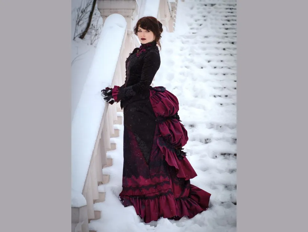 Victorian gothic black velvet Lucile Sharpe Crimson Peak costume