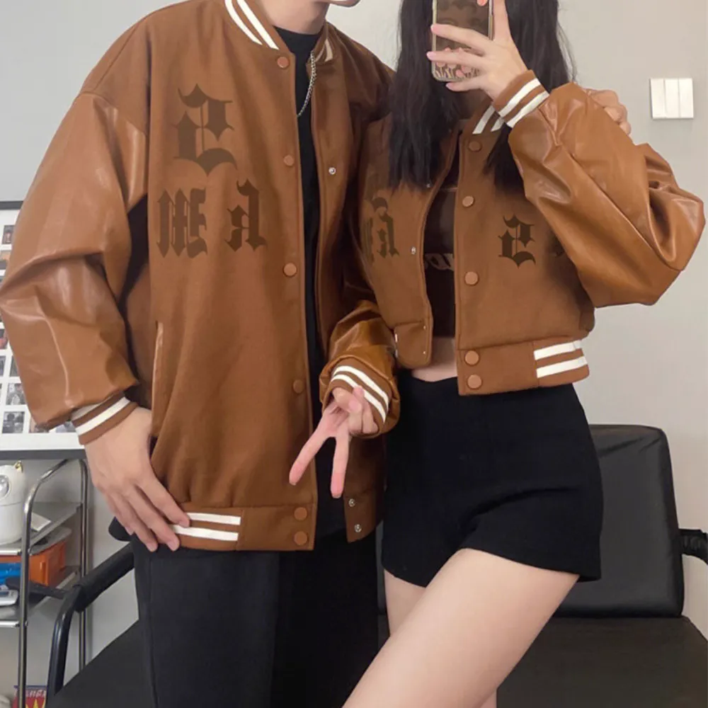 Vintage Gothic Lettering Flocked Jacket