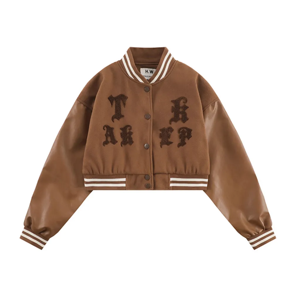 Vintage Gothic Lettering Flocked Jacket