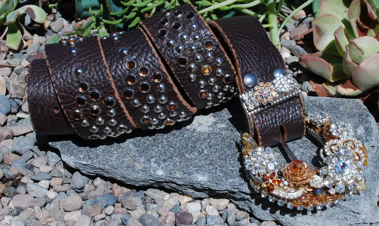 Vintage Rhinestone Belt & Buckle - Large