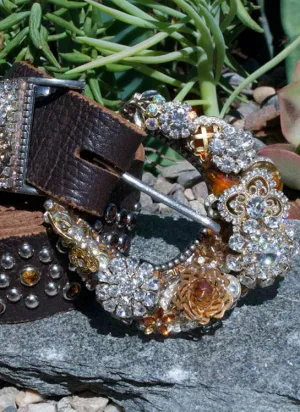 Vintage Rhinestone Belt & Buckle - Large