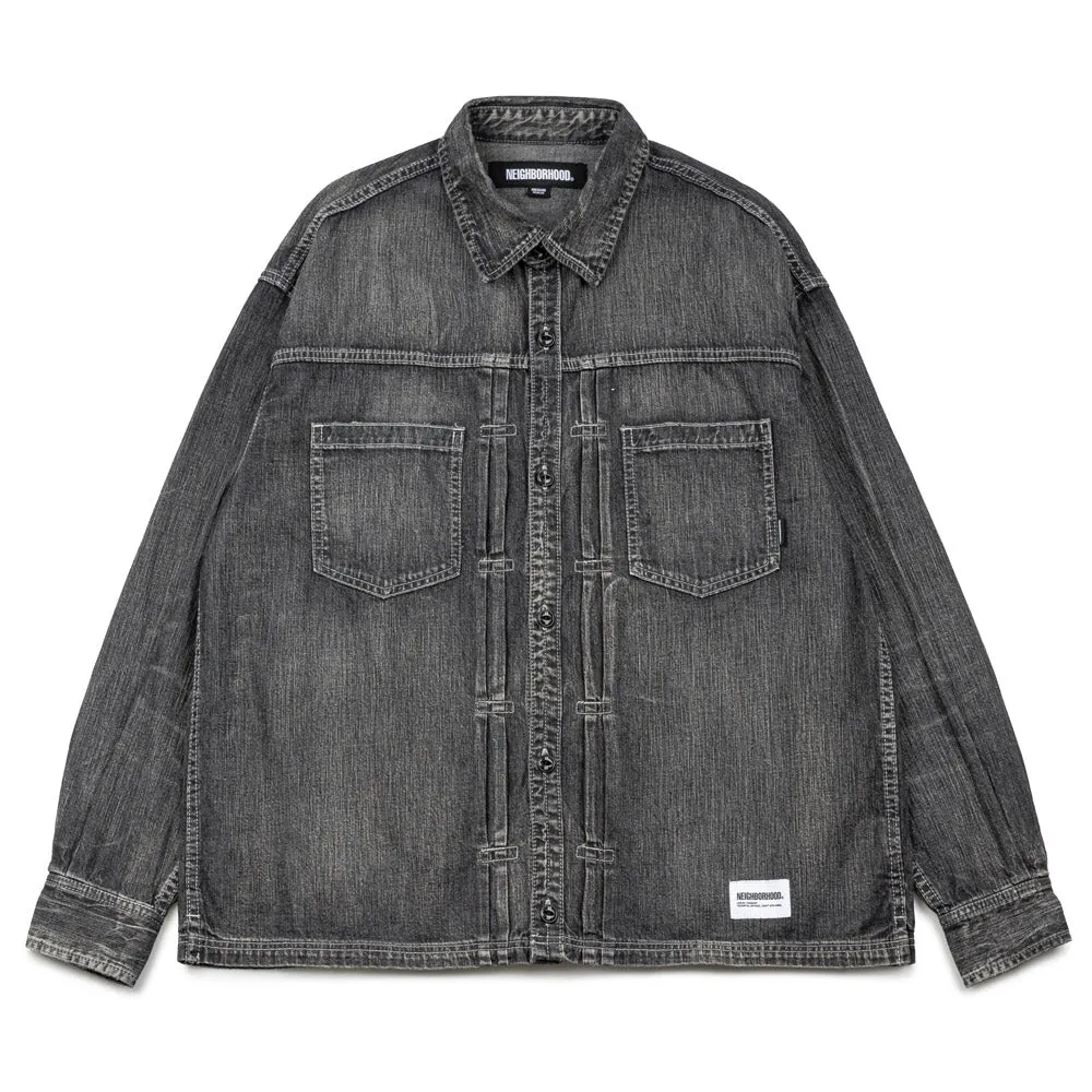 Washed Denim L/S Shirt | Black